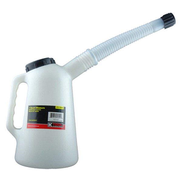 K-Tool International® - 1 qt White Plastic Multi-Purpose Measure with Flexible Spout and Dust Cap