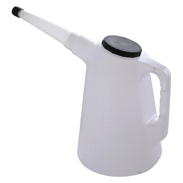 K-Tool International® - 6 qt White Plastic Multi-Purpose Measure with Flexible Spout and Dust Cap