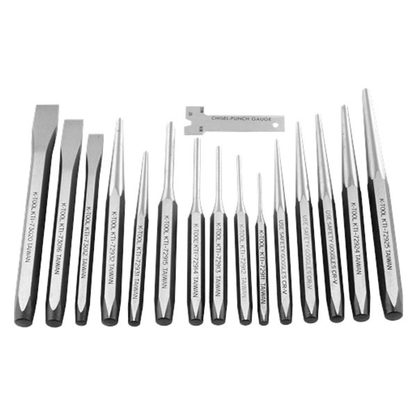 K-Tool International® - 15-piece Punch and Chisel Mixed Set