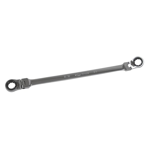 K-Tool International® - 11/16" x 3/4" Spline Flexible Head 72-Teeth Reversible Ratcheting Chrome Double Box End Wrench
