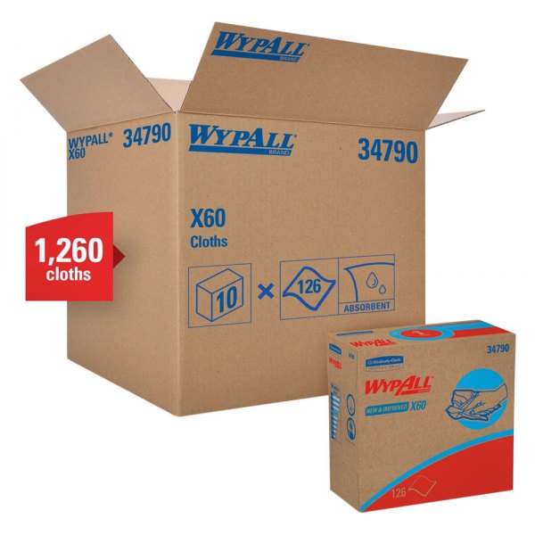 Replace® - Kimberly-Clark™ WypAll™ X60 9.1" x 16.8" White Teri-Wipes Box 