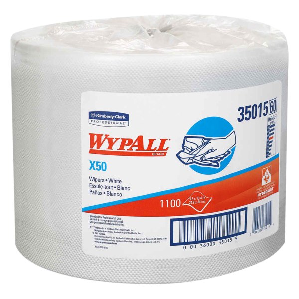 Kimberly Clark® - WypAll™ X50 9.8" x 13.4" White Cloths 