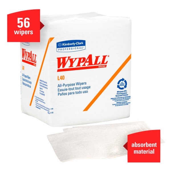 Kimberly Clark® - WypAll™ L40 12.5" x 12" White Towels