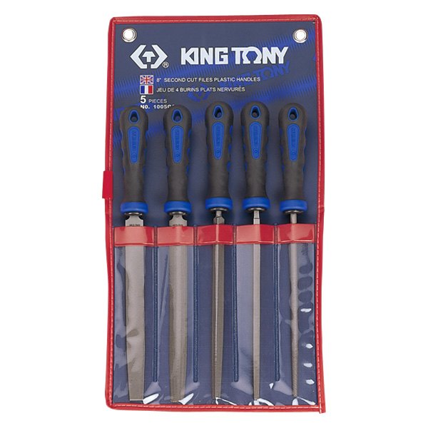 King Tony® - 8" Rectangular Single Cut Second File Set with Handle, 6 Pieces