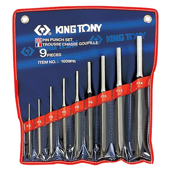 KING TONY® - 9-piece 2 to 14 mm Pin Punch Set