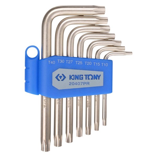 KING TONY® - 7-Piece T10 to T40 Long Arm Tamper Resistant Torx Key Set