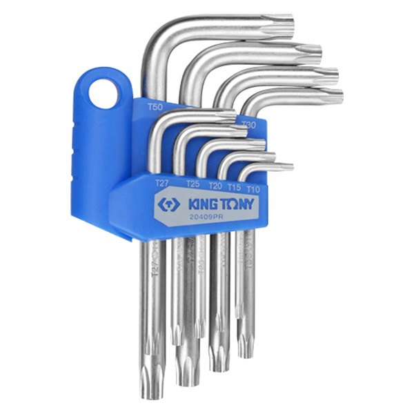 KING TONY® - 9-Piece T10 to T50 Long Arm Tamper Resistant Torx Key Set