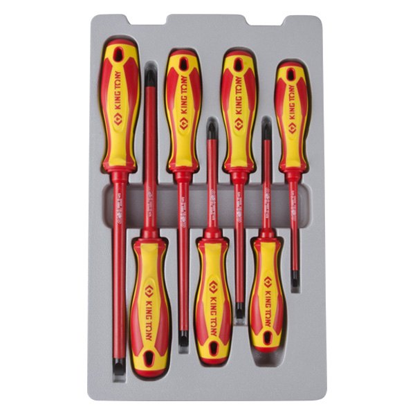 King Tony® - 7-piece Insulated Handle Slotted/Pozidriv Mixed Screwdriver Set