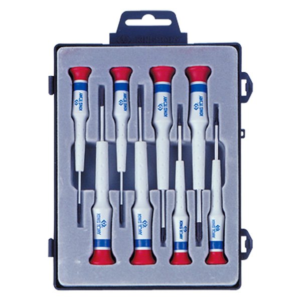 King Tony® - 8-piece Multi Material Handle Precision Phillips/Slotted Mixed Screwdriver Set