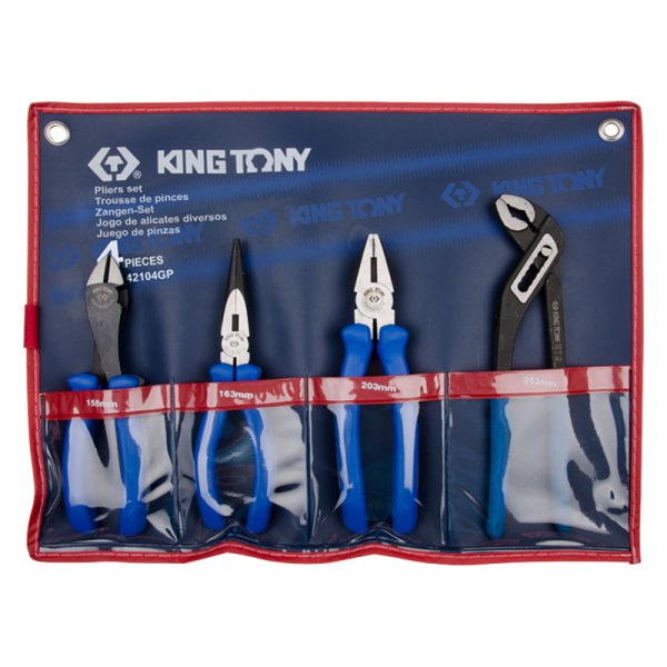 KING TONY® - 4-piece 6-13/32" to 10" Multi-Material Handle Mixed Pliers Set