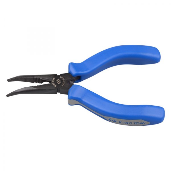 KING TONY® - 5" Box Joint Bent Jaws Multi-Material Handle Spring Loaded Cutting Mini Needle Nose Pliers