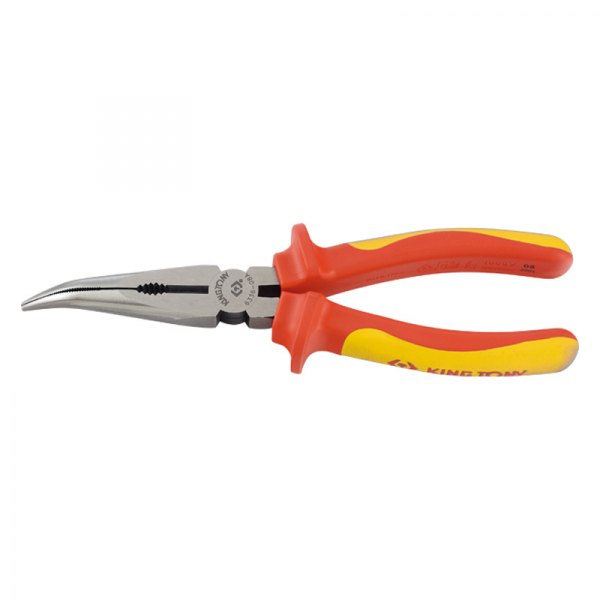 KING TONY® - 8" Box Joint Bent Jaws Insulated Handle Cutting Needle Nose Pliers