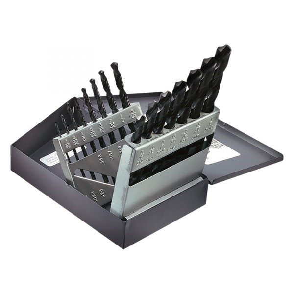 Klein Tools® - 15-Piece Black Oxide HSS Drill Bit Set with Metal Box