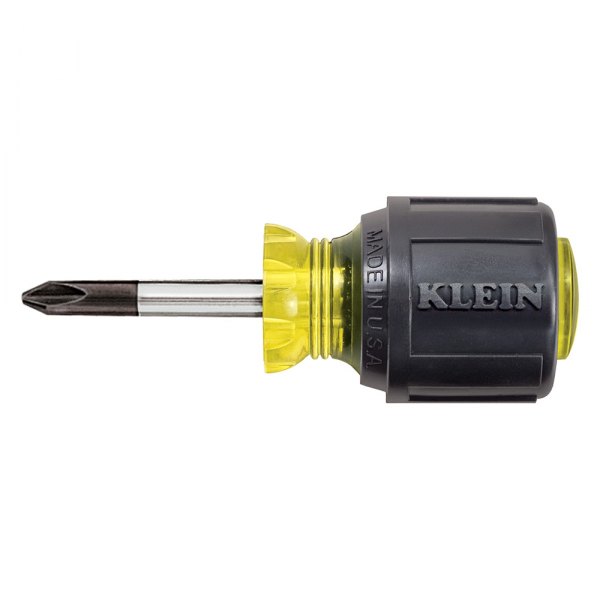 Klein Tools® - Tip-Ident™ PH2 Multi Material Handle Stubby Phillips Screwdriver