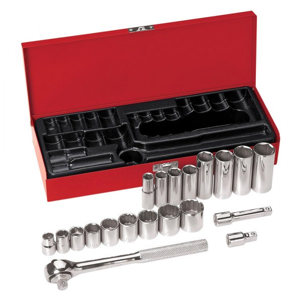 Klein Tools® - 3/8" Drive 6-Point Ratchet and Socket Set, 20 Pieces