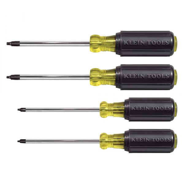 Klein Tools® - 4-piece #0 to #3 Multi Material Handle Color Coded Square Screwdriver Set