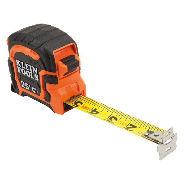 Klein Tools® - 25' (7.6 m) SAE/Metric Orange Steel Double-Hook Measuring Tape