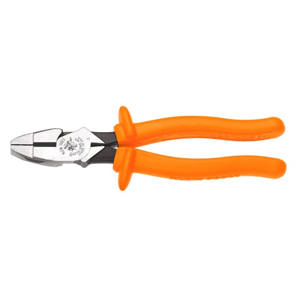 Klein Tools® - 2000 Series™ 9-5/8" Insulated Handle Flat Grip/Cut Round Jaws Linemans Pliers