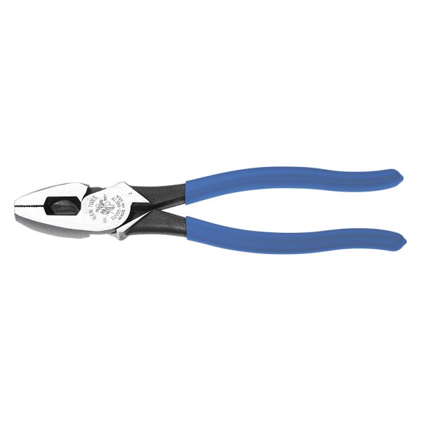 Klein Tools® - 2000 Series™ 9-3/8" Dipped Handle Flat Grip/Cut Round Jaws Fish Tape Puller Linemans Pliers
