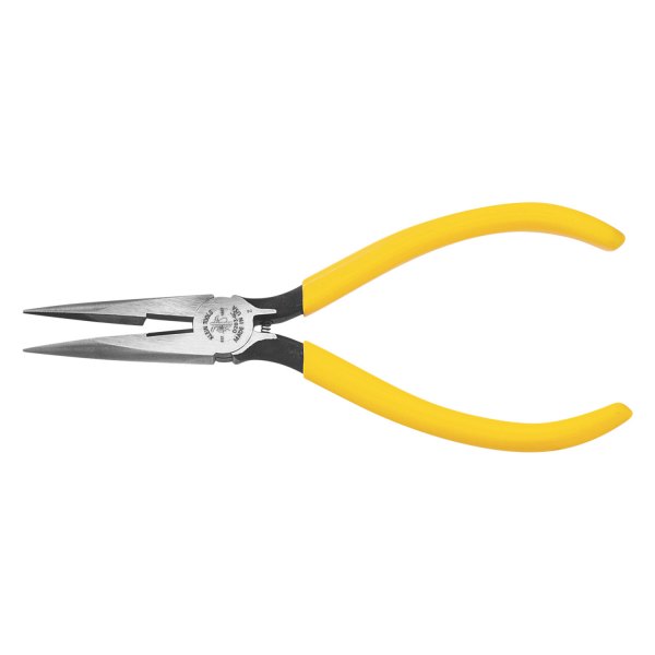 Klein Tools® - 6-5/8" Box Joint Straight Jaws Dipped Handle Spring Loaded Cutting Needle Nose Pliers