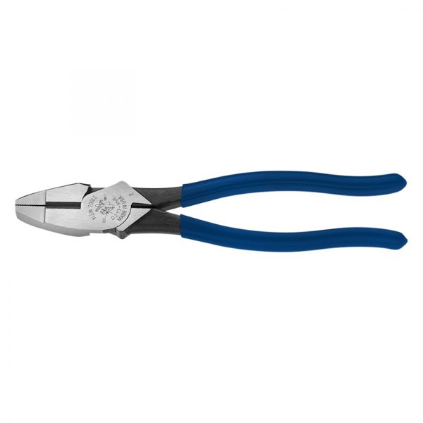 Klein Tools® - 9-3/8" Dipped Handle Flat Grip/Cut Round Jaws New England Style Linemans Pliers