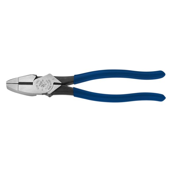 Klein Tools® - 9-3/8" Dipped Handle Flat Grip/Cut Round Jaws New England Style Linemans Pliers
