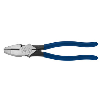 Klein Tools® D213-9NE - 9-3/8" Dipped Handle Flat Grip/Cut Round Jaws New England Style Linemans Pliers