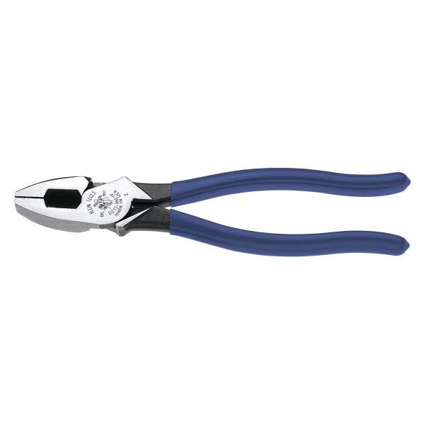 Klein Tools® - 9-3/8" Dipped Handle Flat Grip/Cut Round Jaws Fish Tape Puller Linemans Pliers