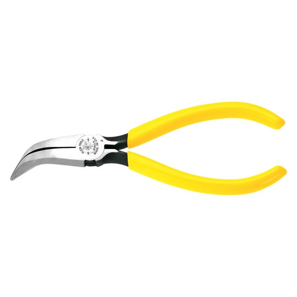 Klein Tools® - 6-3/8" Box Joint Bent Jaws Dipped Handle Needle Nose Pliers