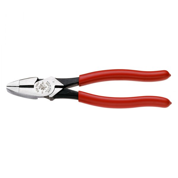 Klein Tools® - 9-11/32" Dipped Handle Flat Grip/Cut Round Jaws Oversized Linemans Pliers