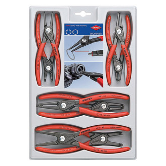 Knipex® - 8-piece 90° Straight & Bent 1.3 to 1.8 mm Fixed Tips Internal/External Spring Loaded Precision Snap Ring Pliers Set