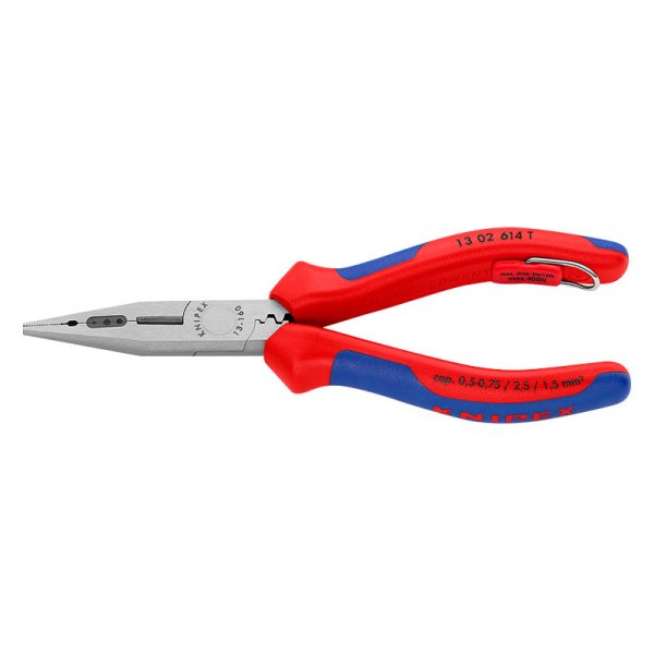 Knipex® - 6-1/4" Box Joint Straight Jaws Multi-Material Handle Cutting Stripper Crimper Tether Ready Needle Nose Pliers
