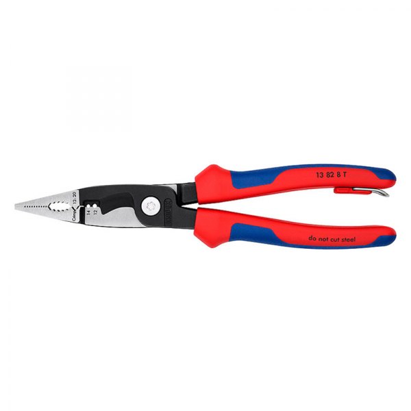 Knipex® - 8" Box Joint Straight Jaws Multi-Material Handle Cutting Stripper Crimper Tether Ready Needle Nose Pliers