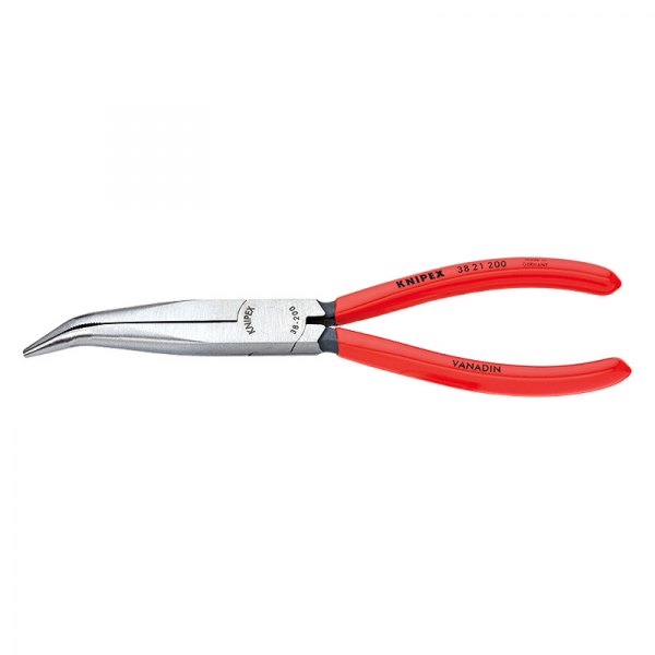 Knipex® - 8" Box Joint Bent Jaws Dipped Handle Mechanics Needle Nose Pliers