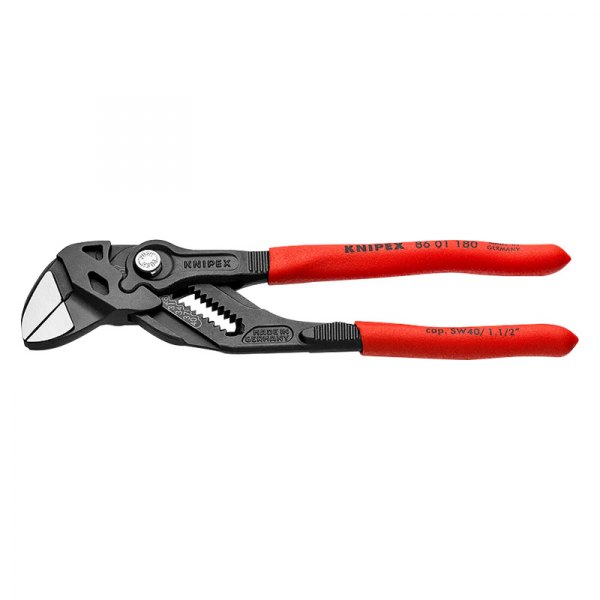 Knipex® - 7-1/4" Smooth Jaws Dipped Handle Push Button Ratcheting Tongue & Groove Pliers