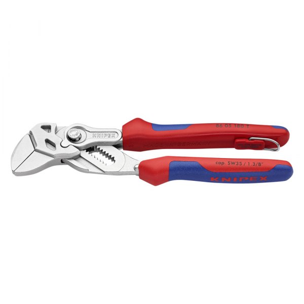 Knipex® - 7-1/4" Smooth Jaws Multi-Material Handle Ratcheting Push Button Tether Ready Tongue & Groove Pliers