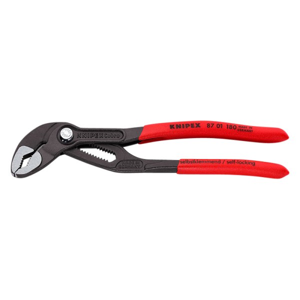 Knipex® - Cobra™ 7-1/4" V-Jaws Dipped Handle Self Locking Tongue & Groove Pliers