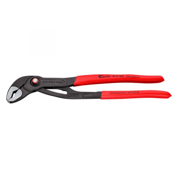 Knipex® - Cobra™ QuickSet™ 12" V-Jaws Dipped Handle Self Locking Push Button Tongue & Groove Pliers