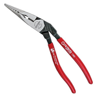 Knipex® - 8" XLT Joint Bent Jaws Dipped Handle Cutting Needle Nose Pliers