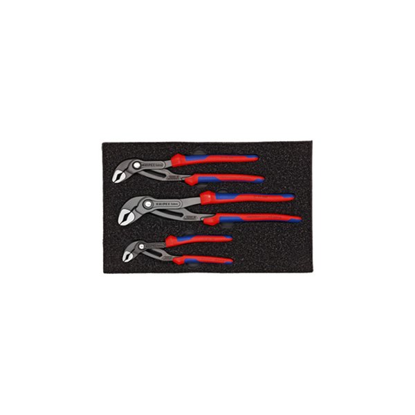 Knipex® - Cobra™ 3-piece 7-1/4" to 12" V-Jaws Multi-Material Handle Self Locking Push Button Tongue & Groove Pliers Set