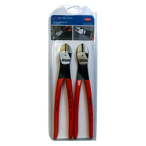 Knipex® - 2-Piece High Leverage Straight and Angled Diagonal Cutters Pliers Set