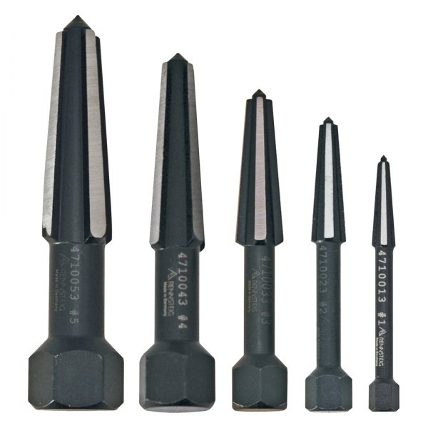 Knipex® - 5-piece #1 to #5 Square Shank Double Edge Flute Screw Extractor Set