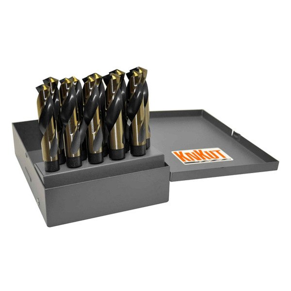 KnKut® - 10-Piece Black/Gold Oxide S&D 1/2" Reduced Shank Fractional Drill Bit Set with Metal Box