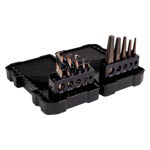 KnKut® - 10-Piece Black/Gold Oxide Left Hand Screw Machine Drill & Square Extractor Set