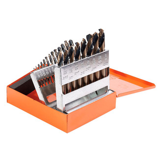 KnKut® - 21-Piece Black/Gold Oxide Stubby Short Length Fractional Drill Bit Set with Metal Case