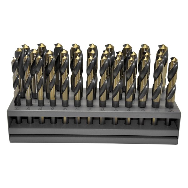 KnKut® - 33-Piece Black/Gold Oxide S&D 1/2" Reduced Shank Fractional Drill Bit Set