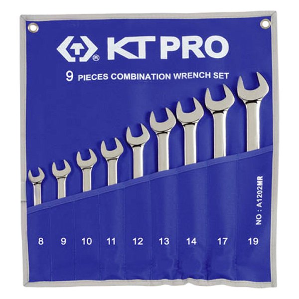 KT Pro® - 9-piece 8 to 19 mm 12-Point Angled Combination Wrench Set