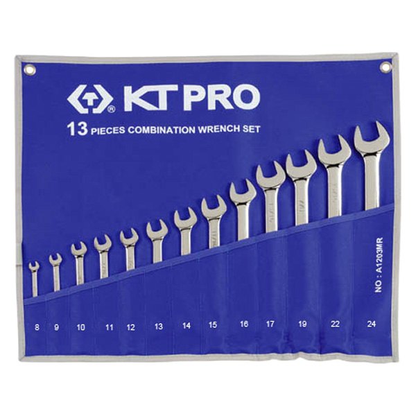 KT Pro® - 13-piece 8 to 24 mm 12-Point Angled Combination Wrench Set