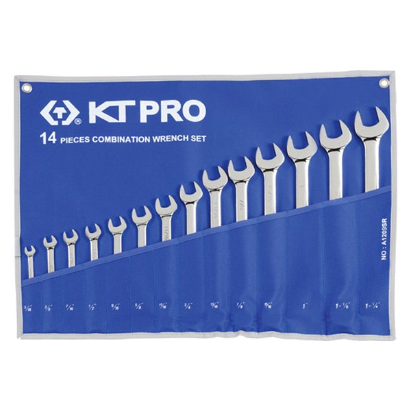 KT Pro® - 14-piece 5/16" to 1-1/4" 12-Point Angled Combination Wrench Set