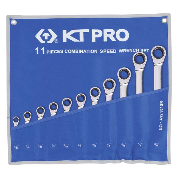 KT Pro® - 11-piece 5/16" to 15/16" 12-Point Straight Ratcheting Combination Wrench Set